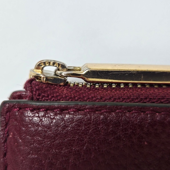 Tory Burch Deep Red Leather Wallet with Gold Accent - Picture 5 of 11